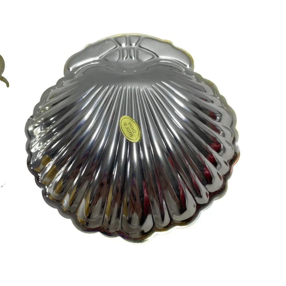 Silver Plated Shell Shaped Dish NEW Set of‎ Two 4.5 x 4 Vintage